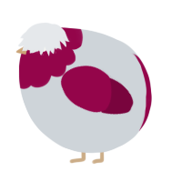 A mist and maroon chicken with a head pattern