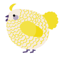 A cream and yellow chicken with a lace pattern