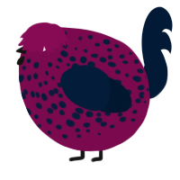 A wine and tumblr chicken with a speckle pattern