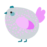 A mist and lavender chicken with a speckle pattern