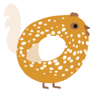 A orange and cream chicken with a speckle pattern
