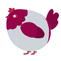 A mist and maroon chicken with a head pattern