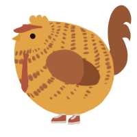A orange and russet chicken with a bar pattern