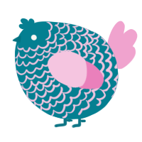 A sea and pink chicken with a lace pattern