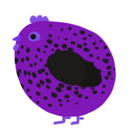 A violet and sable chicken with a speckle pattern