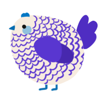 A cream and indigo chicken with a lace pattern