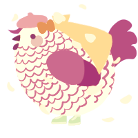 A white and amethyst chicken with a lace pattern