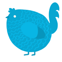 A cerulean chicken with a lace pattern