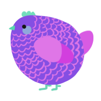 A blurple and orchid chicken with a lace pattern