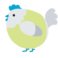A lemon and mist chicken with a head pattern