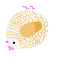 A white and honey chicken with a lace pattern