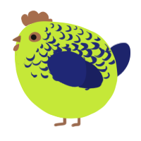 A lime and navy chicken with a half-lace pattern