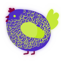 A indigo and lime chicken with a double-lace pattern