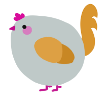 A silver and orange chicken