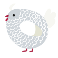 A mist and white chicken with a lace pattern