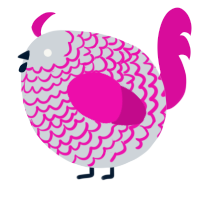 A mist and fuchsia chicken with a lace pattern
