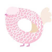 A rose and cream chicken with a lace pattern