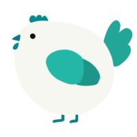 A white and turquoise chicken