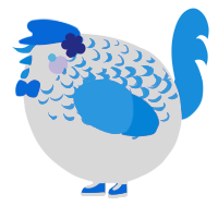 A pink and sapphire chicken with a half-lace pattern