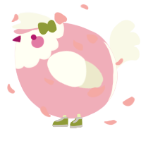 A pink and white chicken with a head pattern