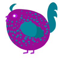 A plum and sea chicken with a speckle pattern