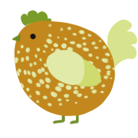 A ochre and lemon chicken with a speckle pattern