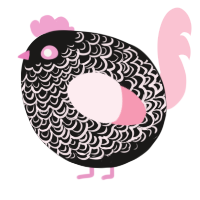 A sable and rose chicken with a double-lace pattern
