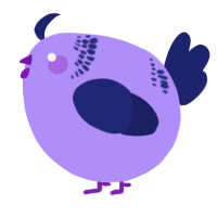 A lilac and navy chicken with a neck-band pattern