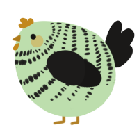 A gluppy and sable chicken with a bar pattern