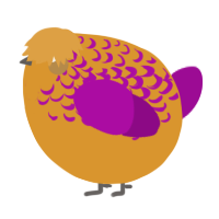 A orange and plum chicken with a half-lace pattern