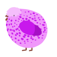A lavender and amethyst chicken with a speckle pattern