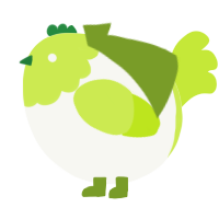 A white and lime chicken with a head pattern