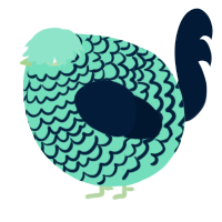 A mint and tumblr chicken with a lace pattern