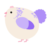 A cream and lilac chicken with a neck-speckle pattern