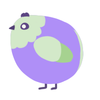 A lilac and gluppy chicken with a head pattern