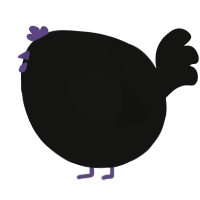 A black chicken with a bar pattern