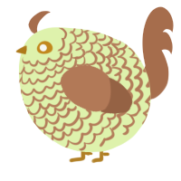 A apple and brown chicken with a lace pattern