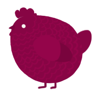 A maroon chicken with a lace pattern