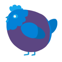 A overcast and sapphire chicken with a head pattern
