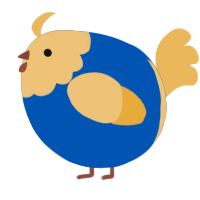 A ultramarine and honey chicken with a head pattern