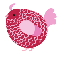 A crimson and pink chicken with a lace pattern