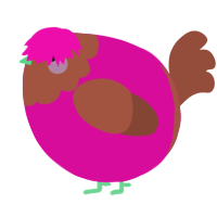 A fuchsia and russet chicken with a head pattern