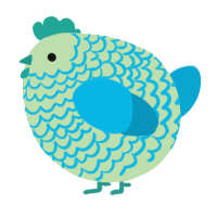 A gluppy and cerulean chicken with a lace pattern