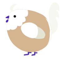 A beige and white chicken with a head pattern
