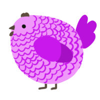 A lavender and amethyst chicken with a lace pattern