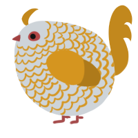 A mist and ochre chicken with a lace pattern
