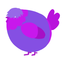 A blurple and amethyst chicken with a head pattern
