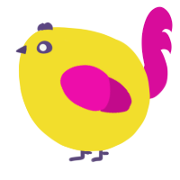 A yellow and fuchsia chicken