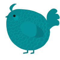 A teal chicken with a lace pattern