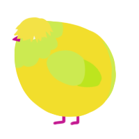 A yellow and lime chicken with a head pattern